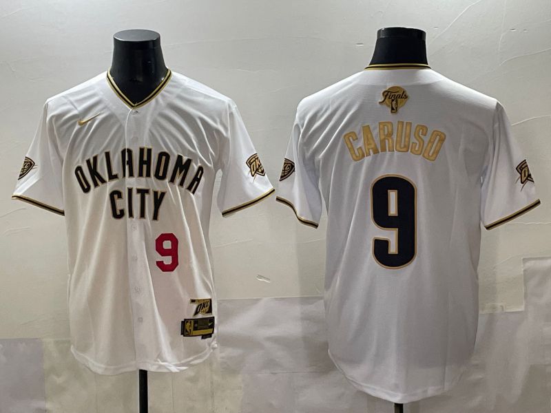 Men 2025 Oklahoma City Thunder #9 Caruso White Gold Nike Joint Name NBA Jersey style 22->oklahoma city thunder->NBA Jersey